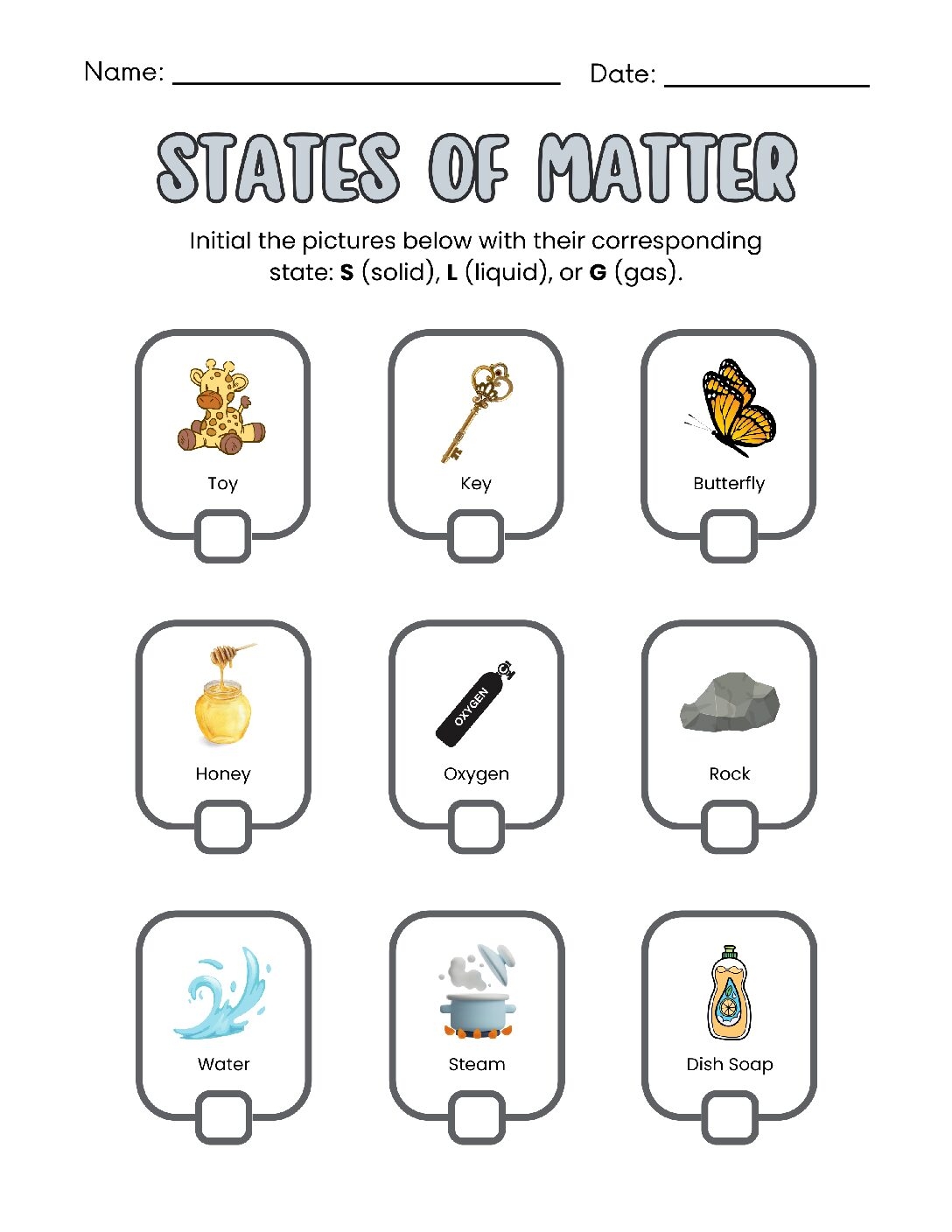 state of matter worksheet