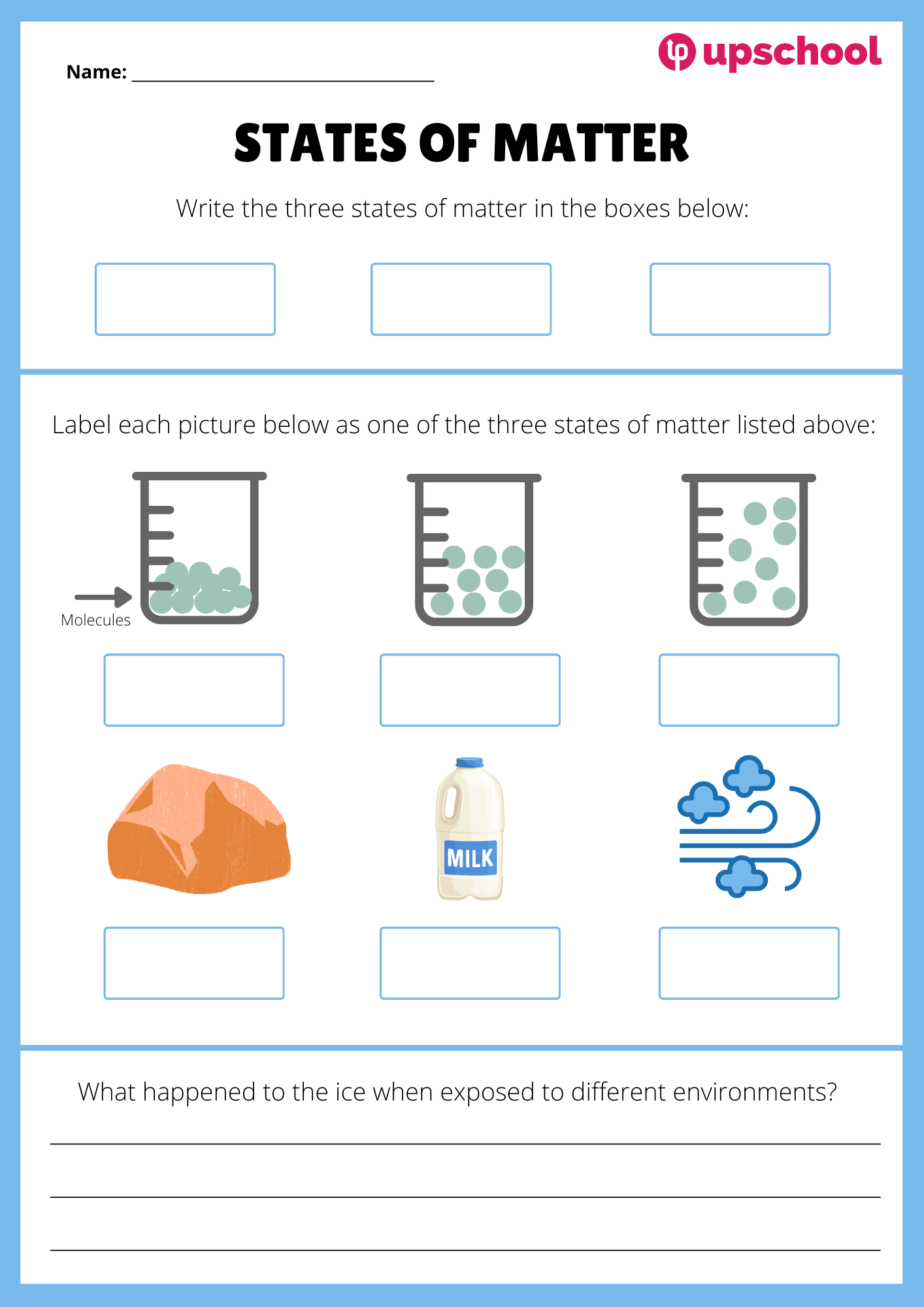 States Of Matter Worksheet Upschool co Resource Centre Worksheets Library