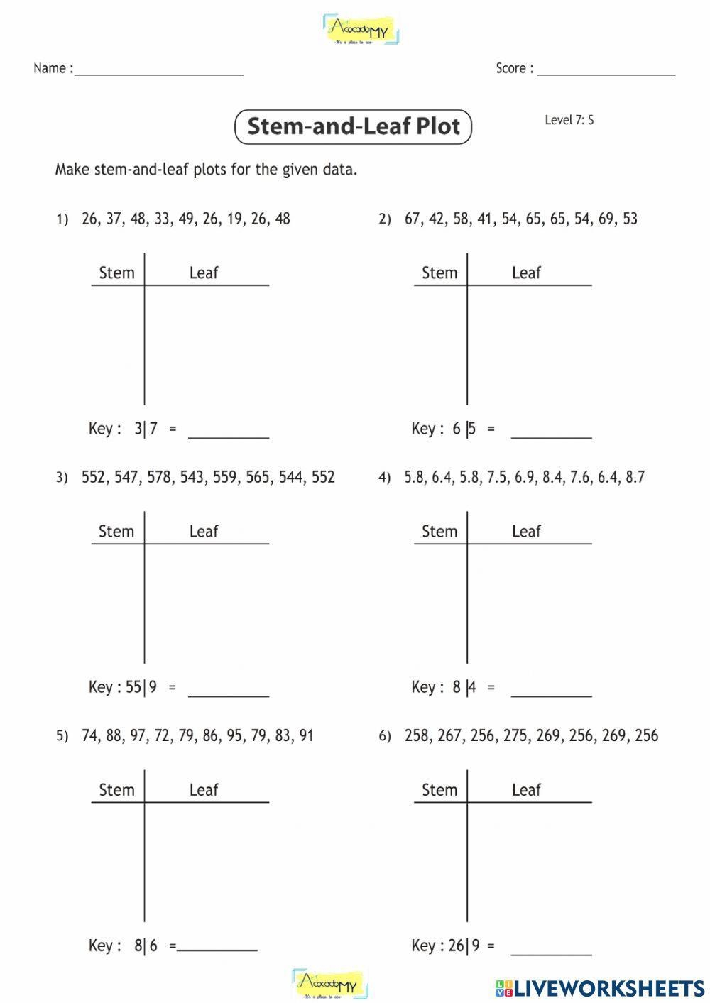 Stem And Leaf Plot Exercise Live Worksheets Worksheets Library Stem And Leaf Plot Exercise Live Worksheets Worksheets Library