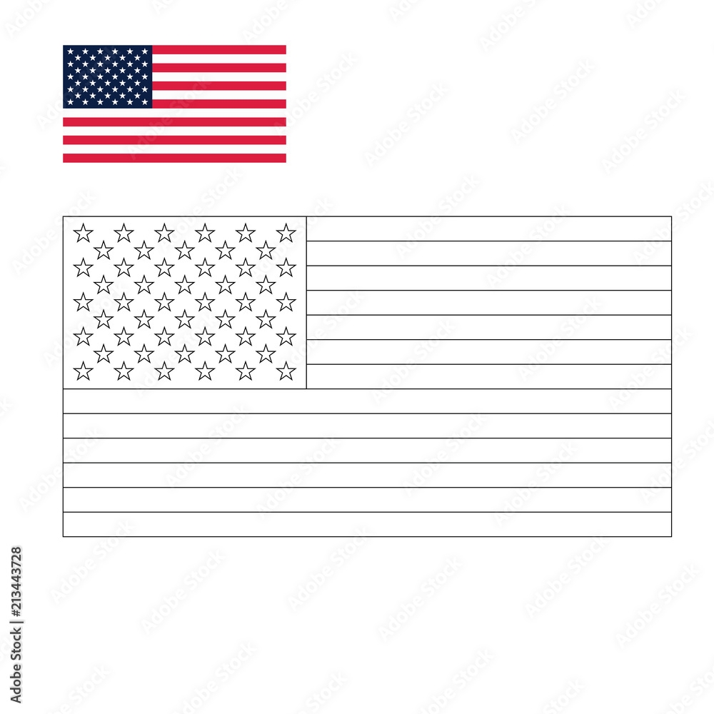 Stock Vektorgrafik American Flag Or Flag Of The United States Symbol Icon On Background Colouring Page Vector Adobe Stock