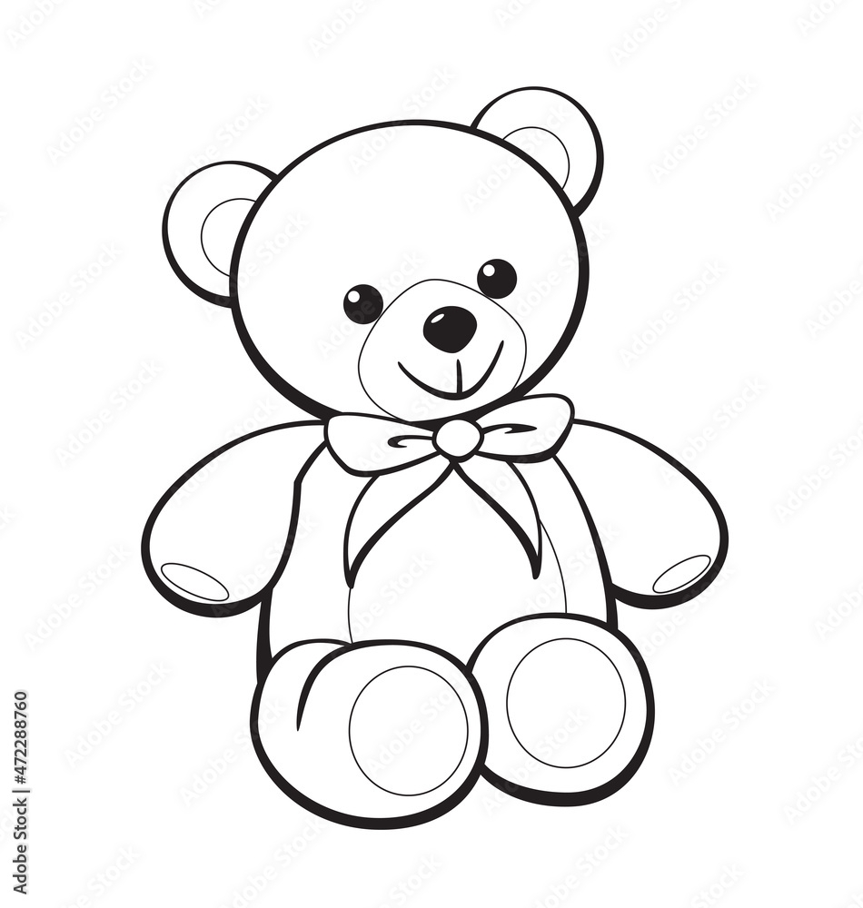 Stock Vektorgrafik cute Cartoon Teddy Bear Coloring Book Image Adobe Stock