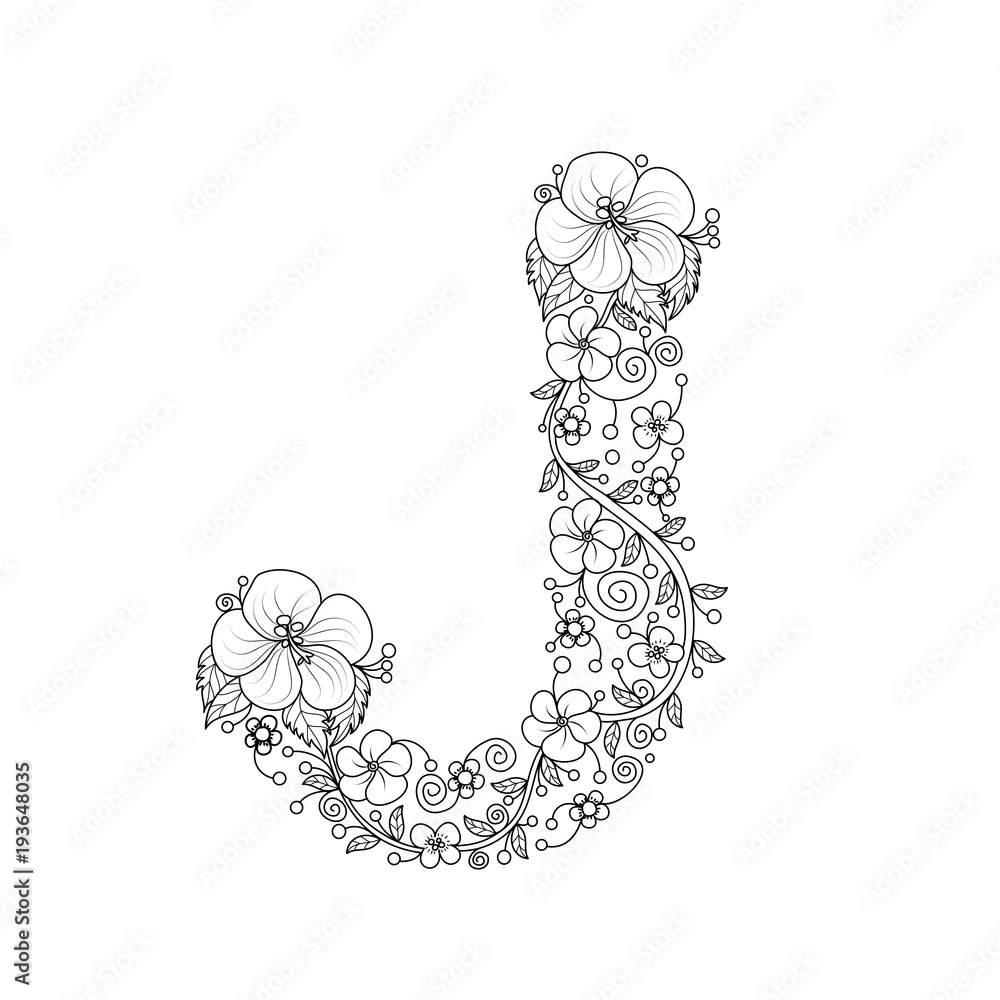 Stock Vektorgrafik Floral Alphabet Letter J Coloring Book For Adults Vector Illustration Hand Drawn Doodle Style Adobe Stock Stock Vektorgrafik Floral Alphabet Letter J Coloring Book For Adults Vector Illustration Hand Drawn Doodle Style Adobe Stock