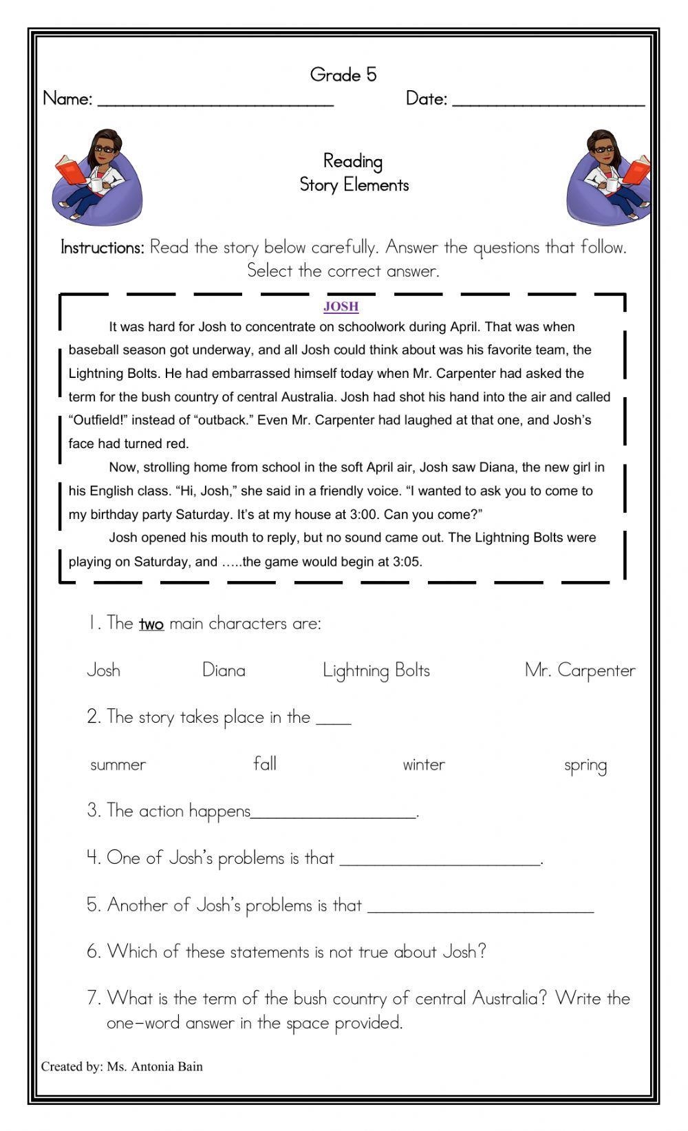 Story Elements Character Plot Setting Worksheet Live Worksheets Worksheets Library