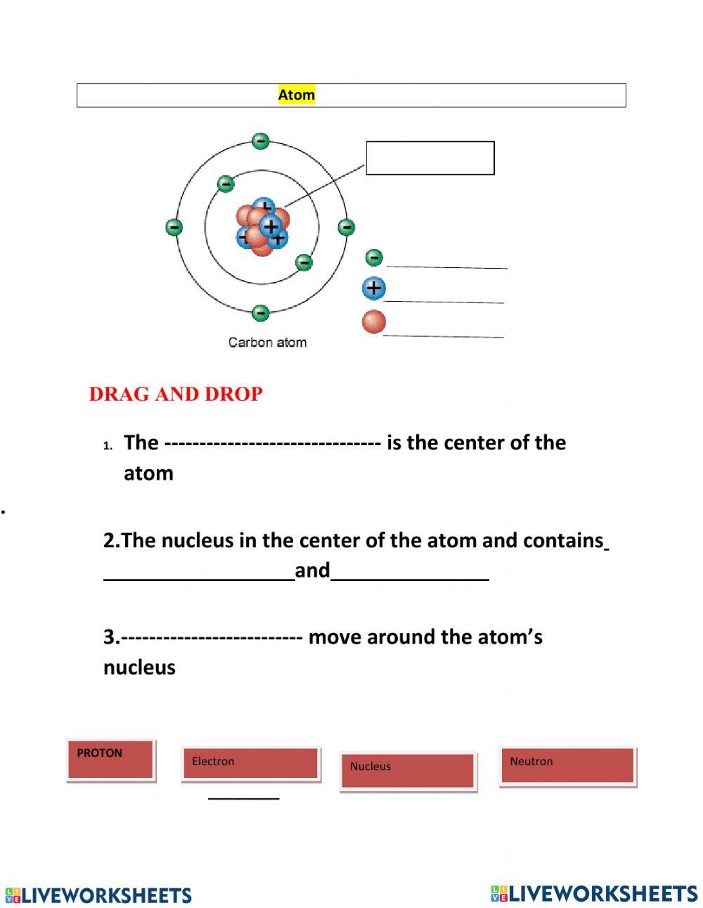 structure of the atom worksheet