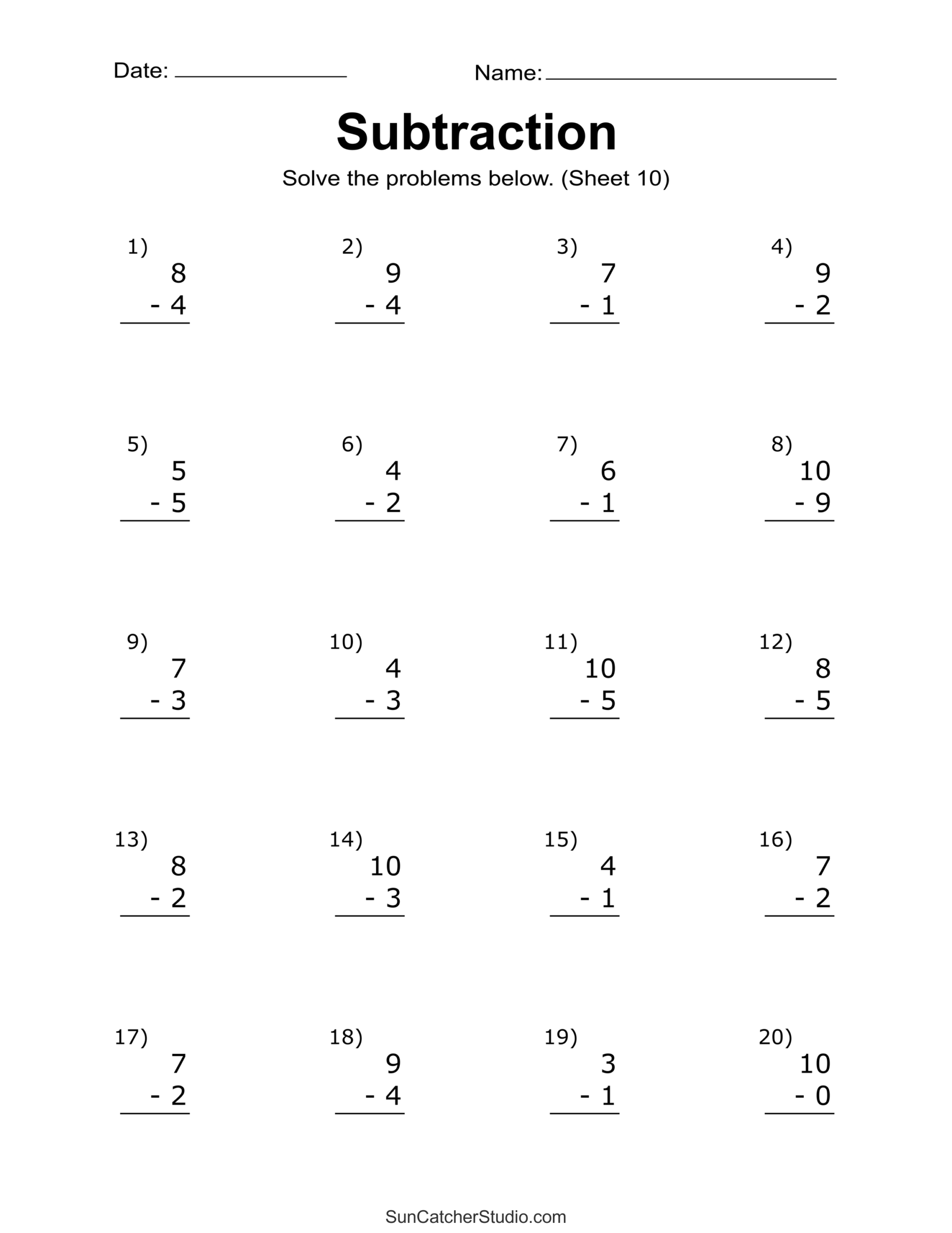 Subtraction Worksheets Free Printable Math Drills Free Printables Monograms Design Tools Patterns DIY Projects