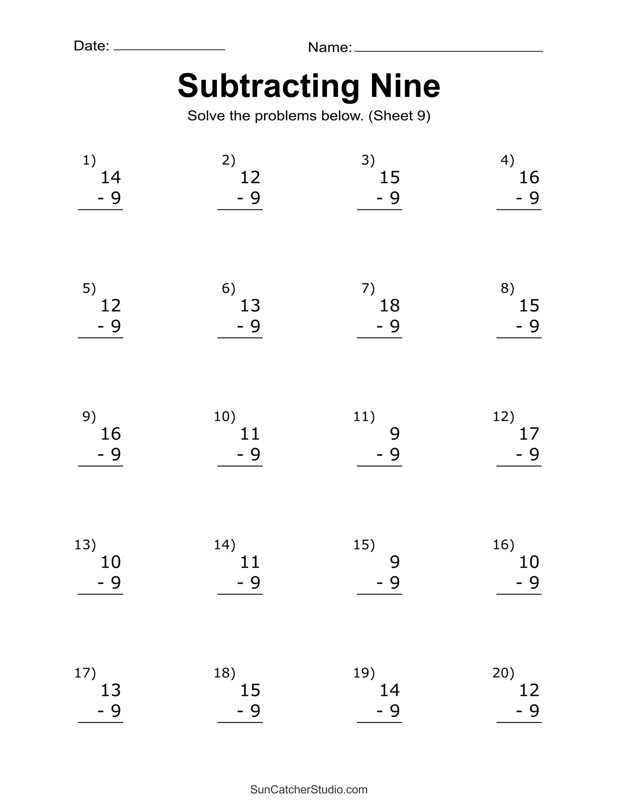 free addition and subtraction worksheets