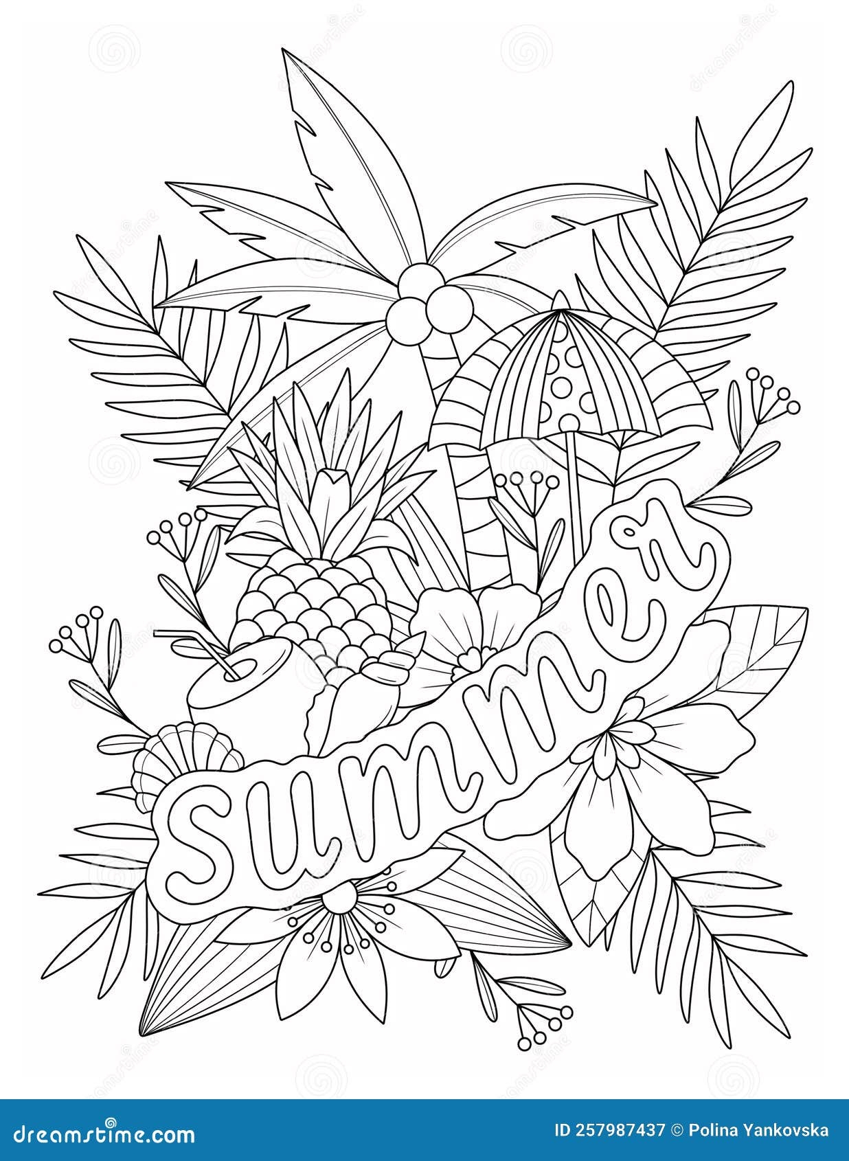 Summer Coloring Page For Adult Stock Illustration Illustration Of Artwork Happy 257987437 Summer Coloring Page For Adult Stock Illustration Illustration Of Artwork Happy 257987437