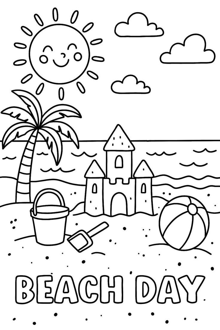 Summer Coloring Page For Kids Printable PNG Beach Day Activity Sheet Instant Download Fun Summer Break Art For Preschool Element Summer Coloring Page For Kids Printable PNG Beach Day Activity Sheet Instant Download Fun Summer Break Art For Preschool Element