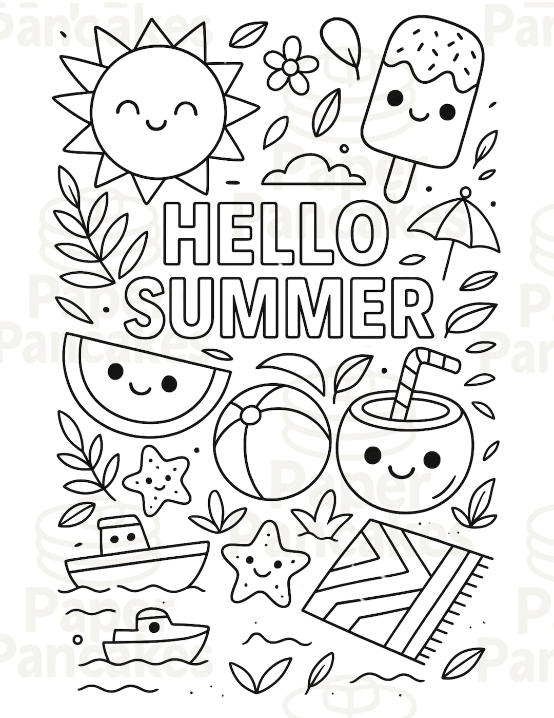 Summer Coloring Page Printable PNG Summer Activity Sheet For Kids Instant Download Preschool Activity Coloring Page Etsy