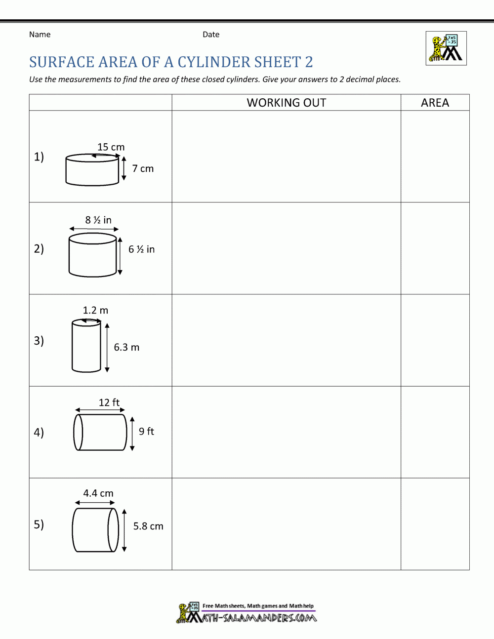 Surface Area Of A Cylinder Worksheets Library Surface Area Of A Cylinder Worksheets Library
