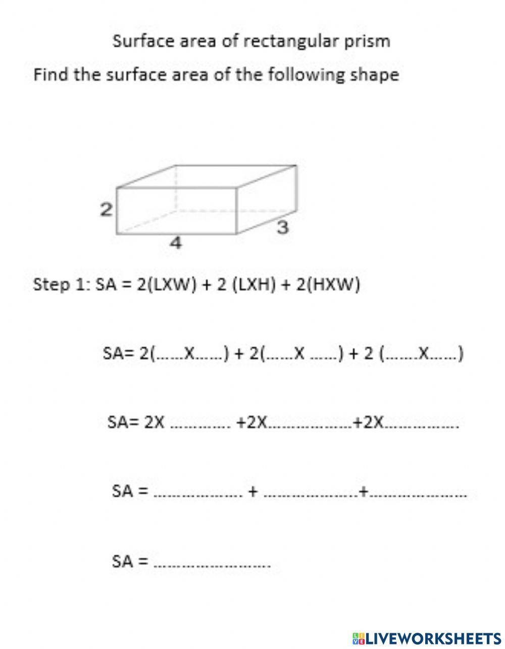 rectangular prism worksheet surface area rectangular prism worksheet surface area