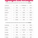 Synonyms And Antonyms Worksheet For Grade 2 Kidpid