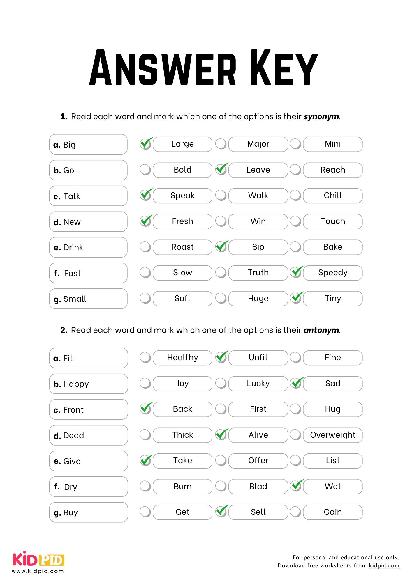 Synonyms And Antonyms Worksheet For Kindergarten Kidpid Synonyms And Antonyms Worksheet For Kindergarten Kidpid