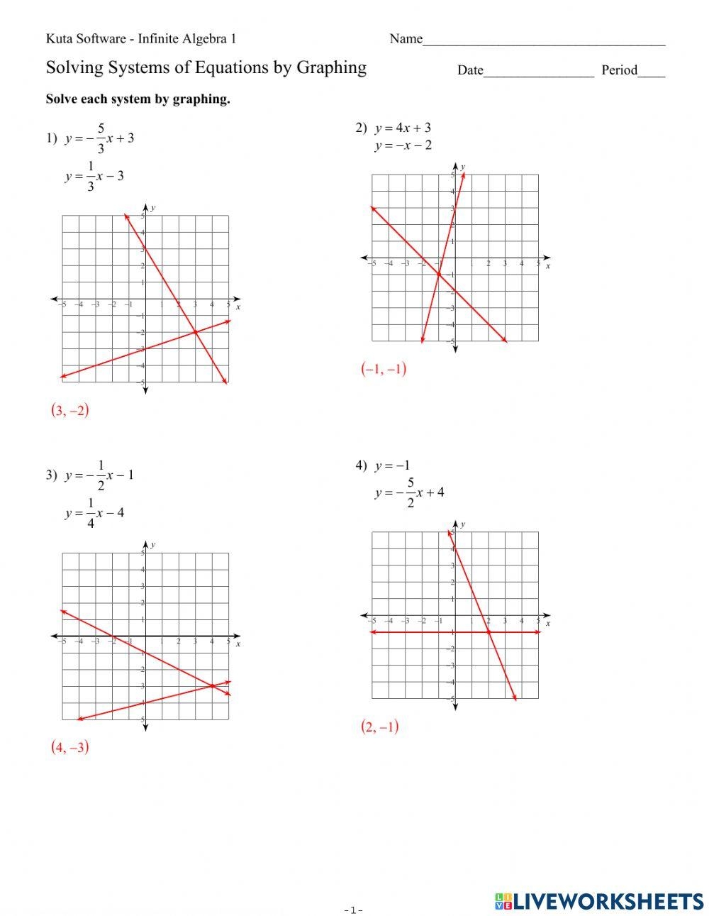 Systems Of Equations Graphing Worksheet Live Worksheets Worksheets Library