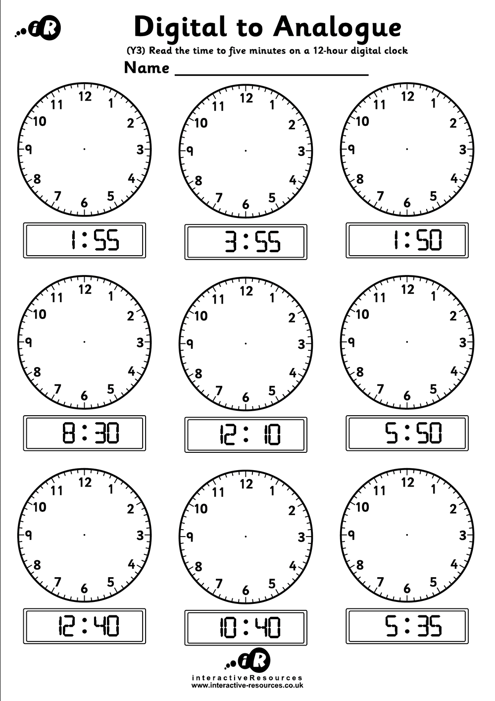 Teaching Time Free Telling Time Worksheets