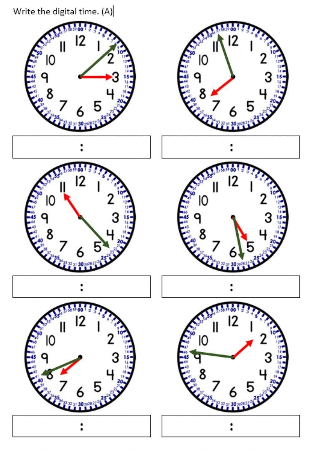 Telling Time To Nearest Minute Worksheet Live Worksheets Worksheets Library
