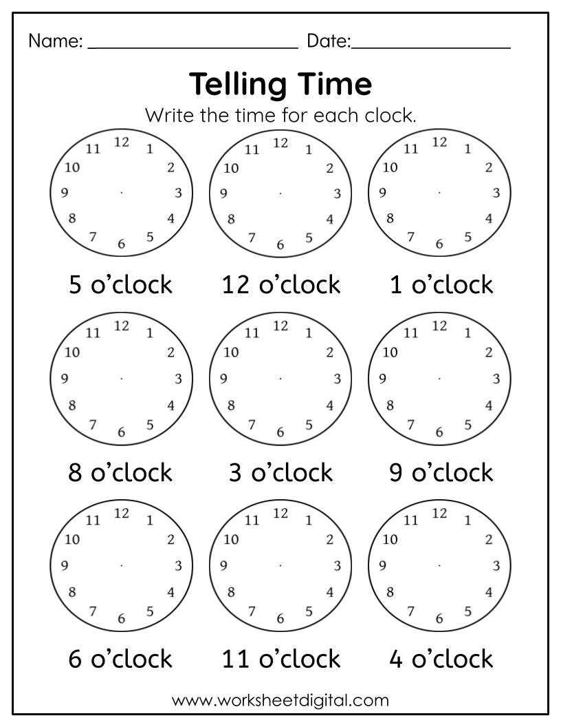 Telling Time Worksheet Digital Analog Clock Practice PDF Etsy Ireland