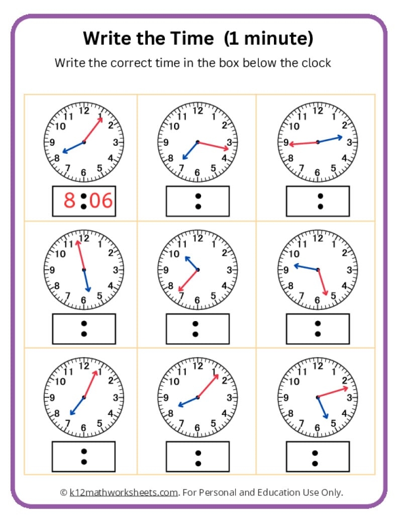 Telling Time Worksheets