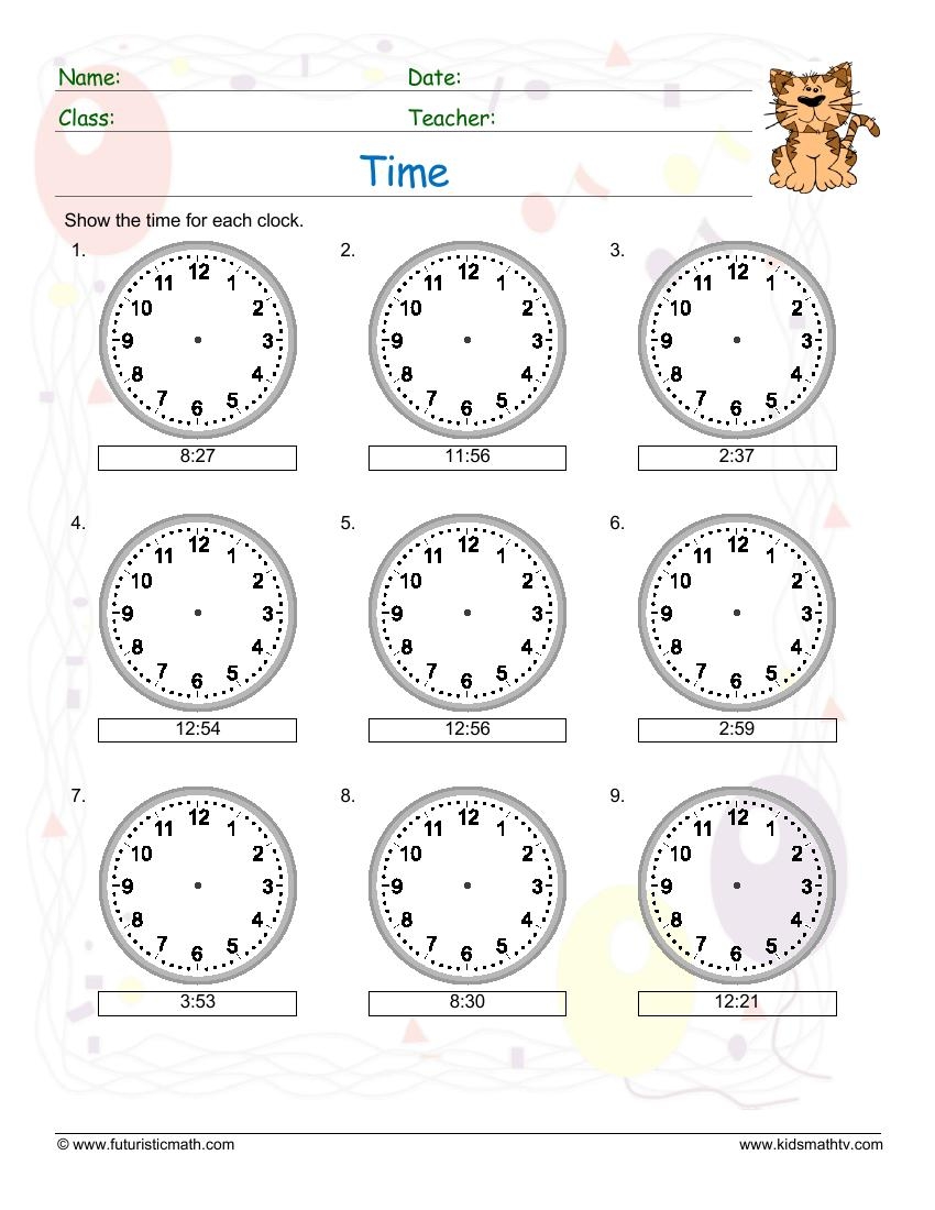 telling time to the minute worksheets