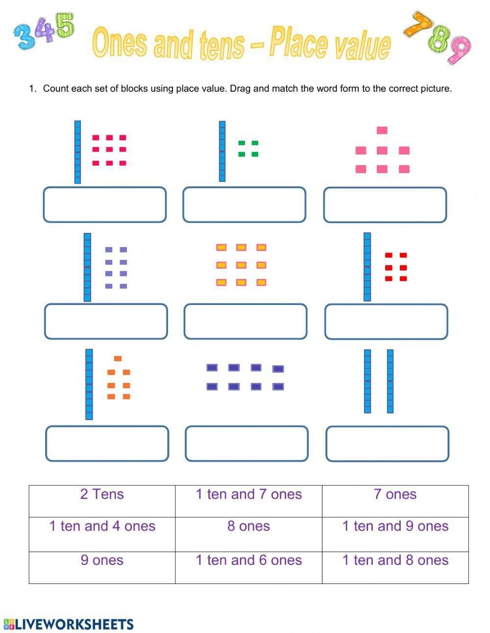 tens and ones worksheet tens and ones worksheet