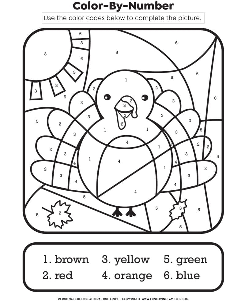 thanksgiving color pages printable
