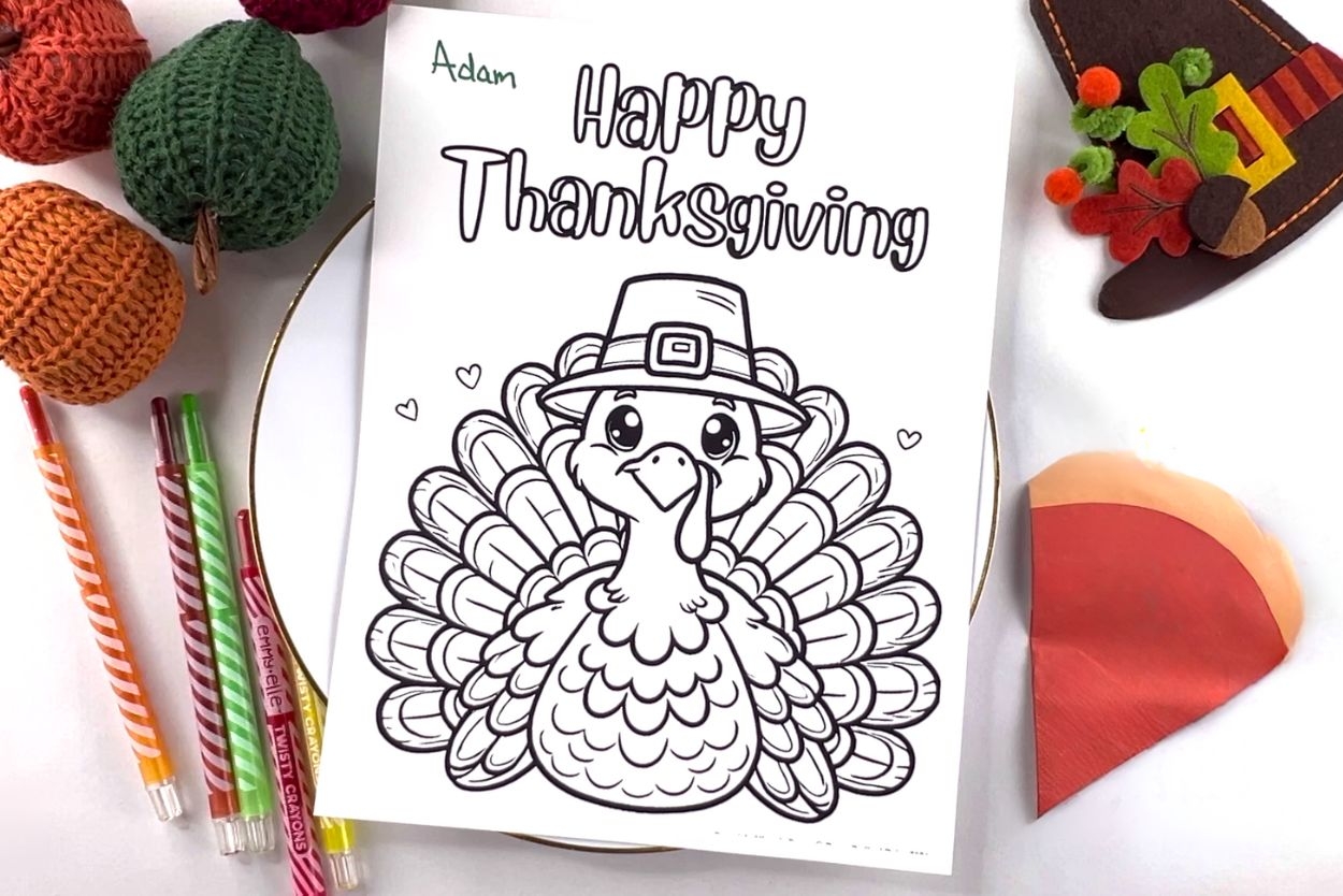 Thanksgiving Turkey Coloring Page Perfect Place Setting Fun 