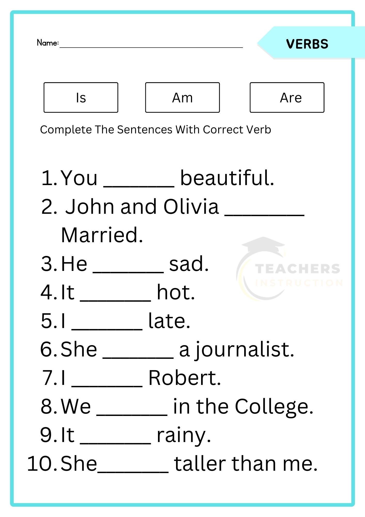 The Verb To Be Is Am And Are Worksheet Live Worksheets Worksheets Library