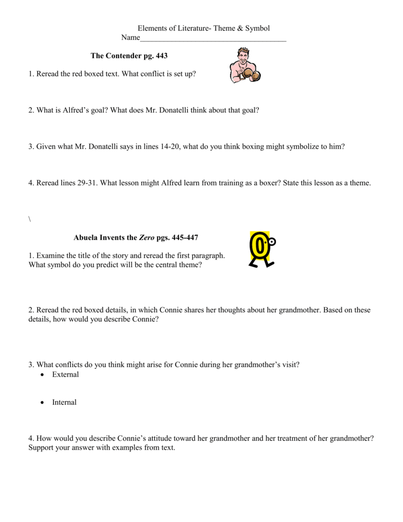 Theme Symbol Worksheet The Contender Abuela Invents The Zero
