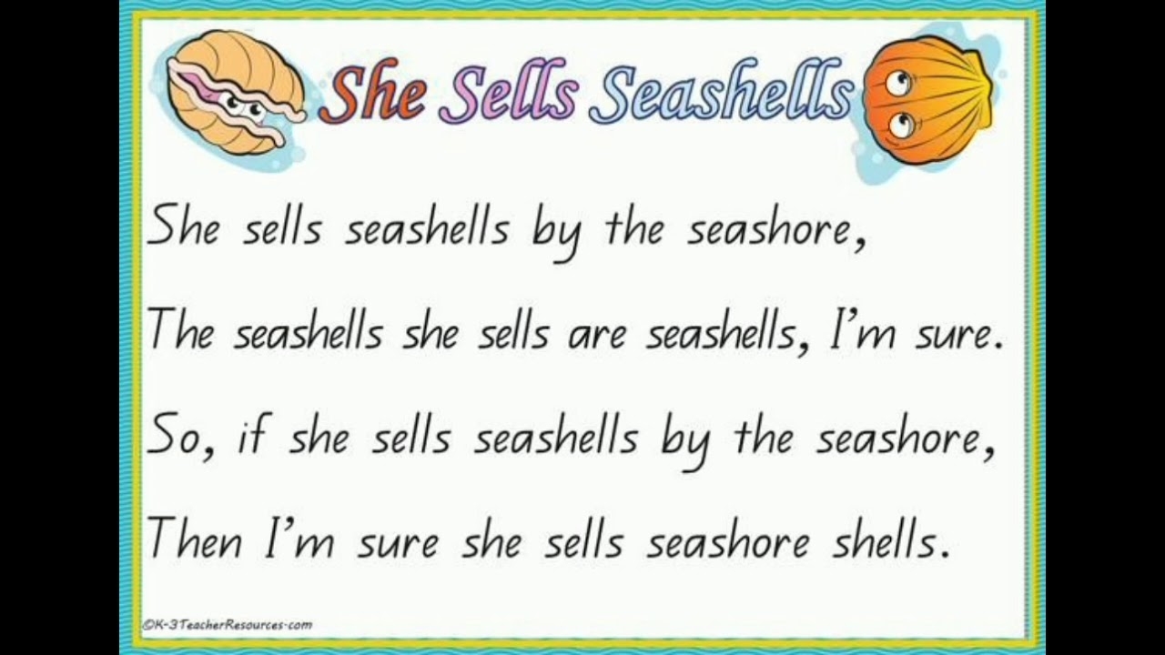 Tongue Twister She Sells Seashells YouTube