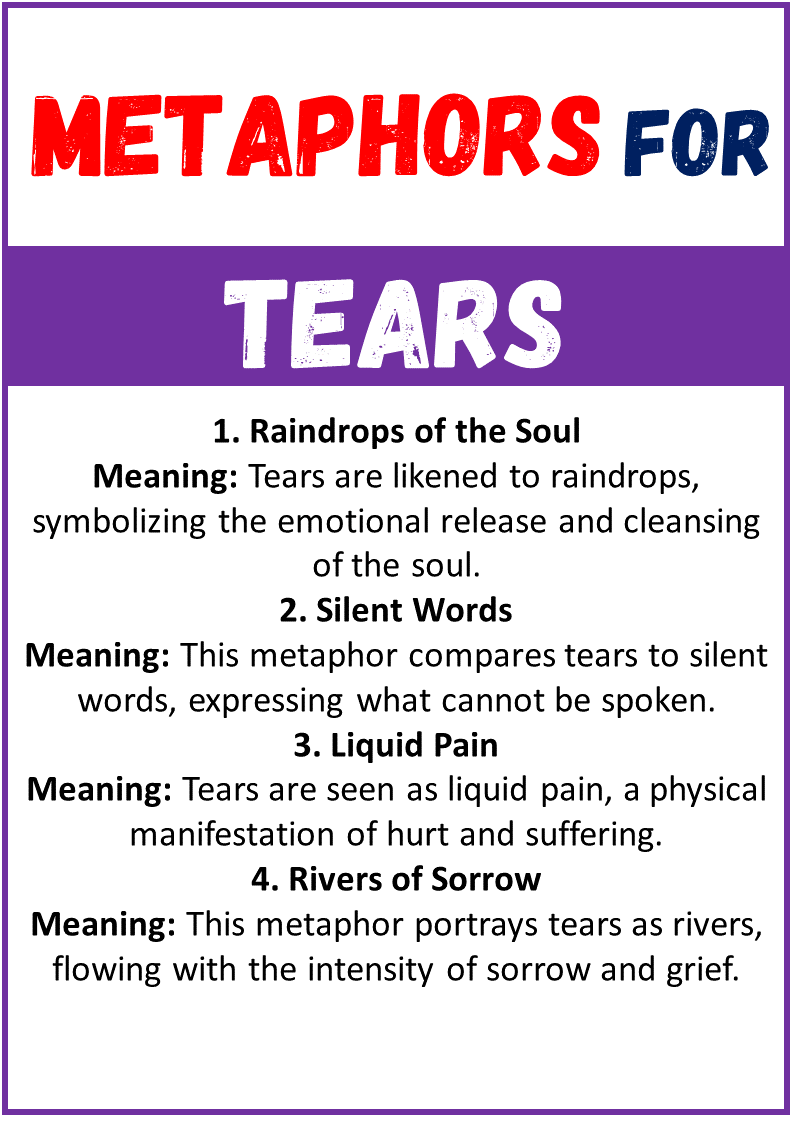 Top 50 Metaphors For Tears With Meaning EngDic