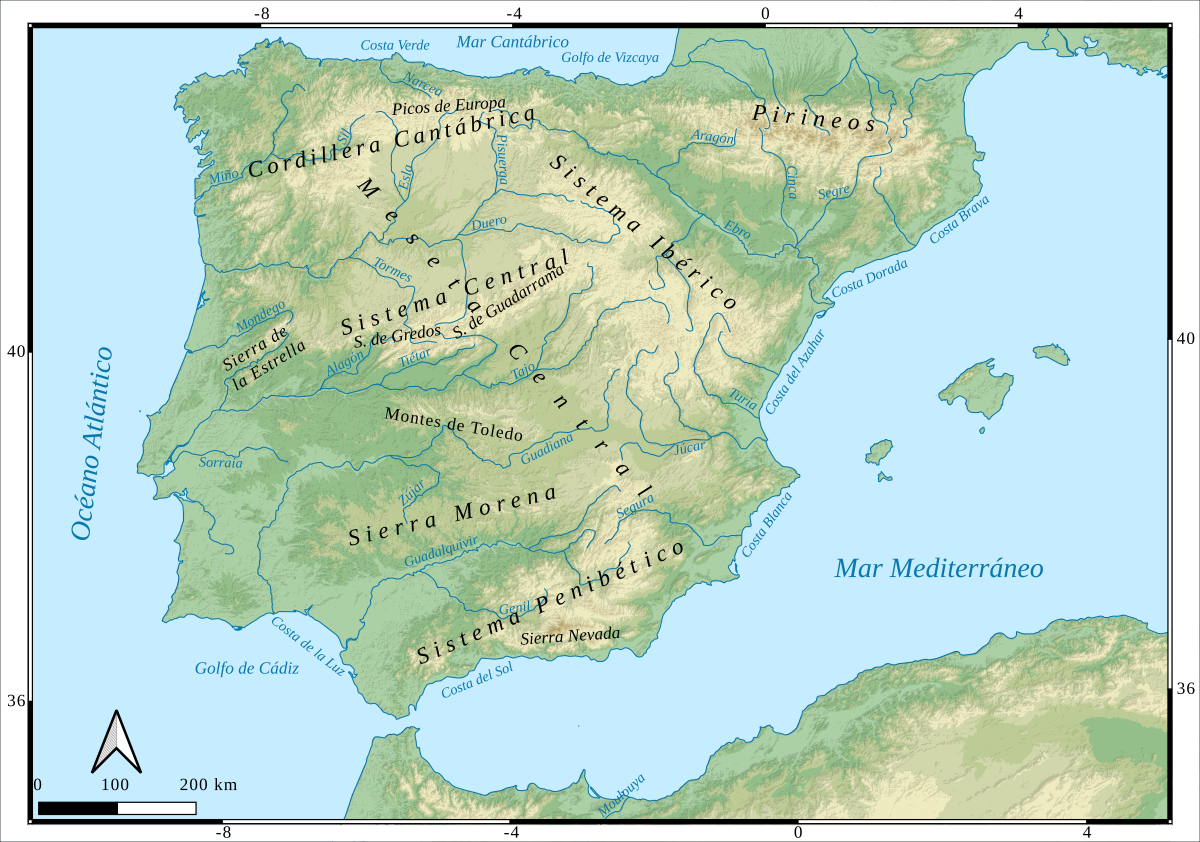 Topography Of Spain Wikipedia