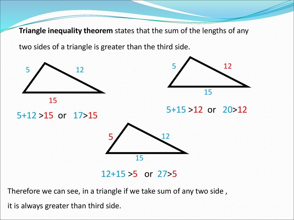 TRIANGLE INEQUALITY THEOREM Ppt Download Worksheets Library