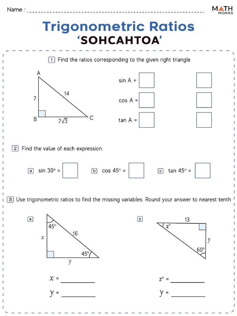 Trigonometric Ratios Sohcahtoa Worksheet PDF Worksheets Library Trigonometric Ratios Sohcahtoa Worksheet PDF Worksheets Library