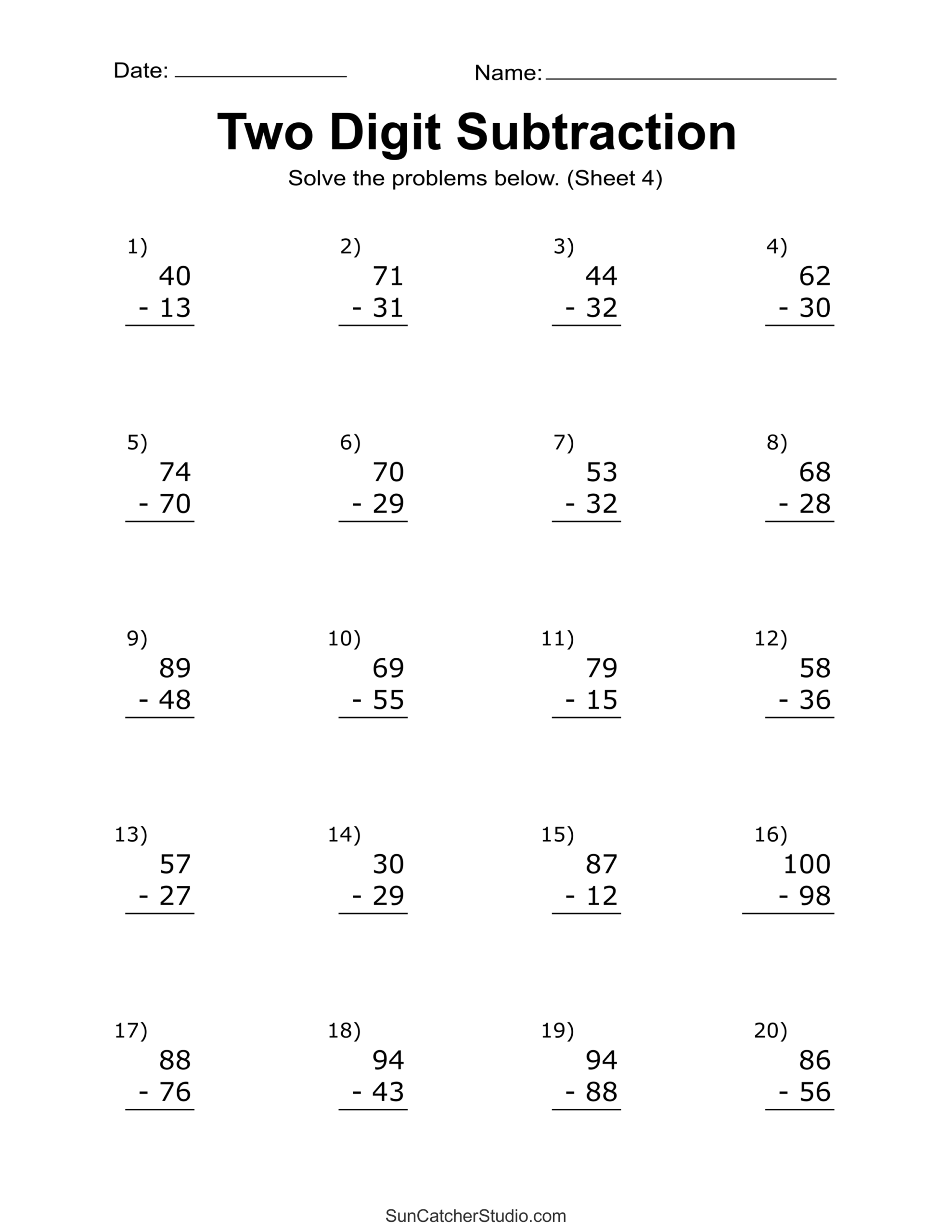 Two Digit Subtraction Worksheets Printable Math Drills Free Printables Monograms Design Tools Patterns DIY Projects Two Digit Subtraction Worksheets Printable Math Drills Free Printables Monograms Design Tools Patterns DIY Projects