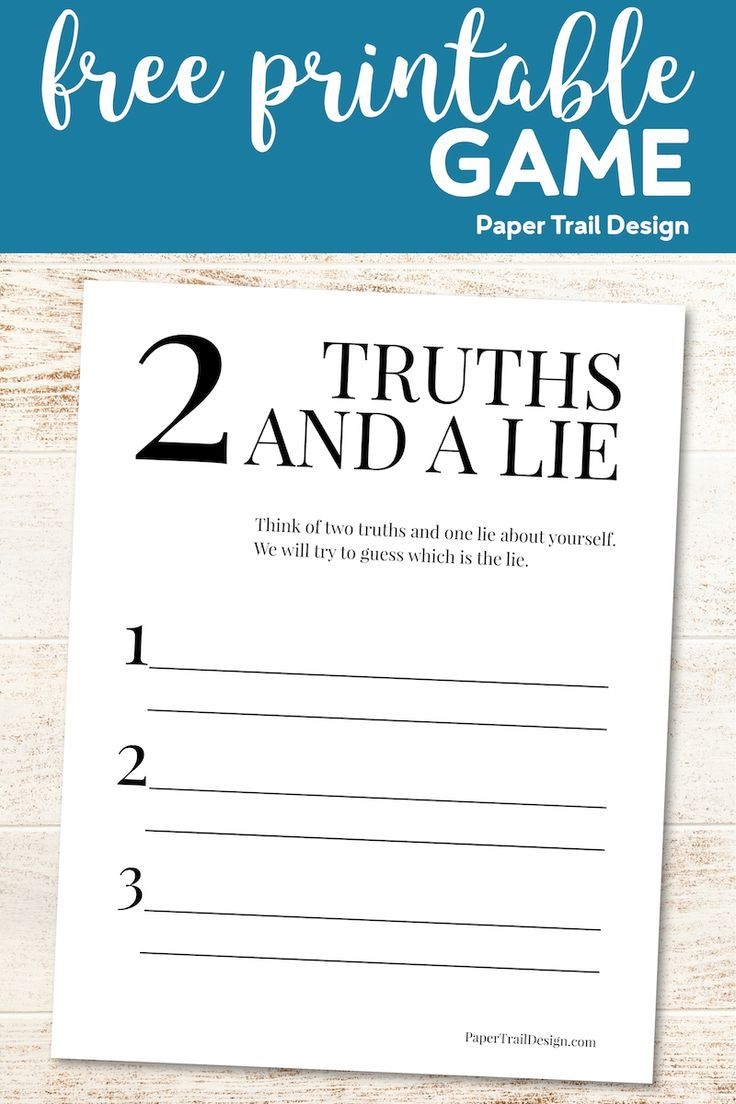 Two Truths And A Lie Game Free Printable Paper Trail Design Two Truths And A Lie Game Free Printable Paper Trail Design