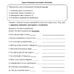 Types Of Sentences Worksheets Types Of Sentences With Punctuation Worksheet