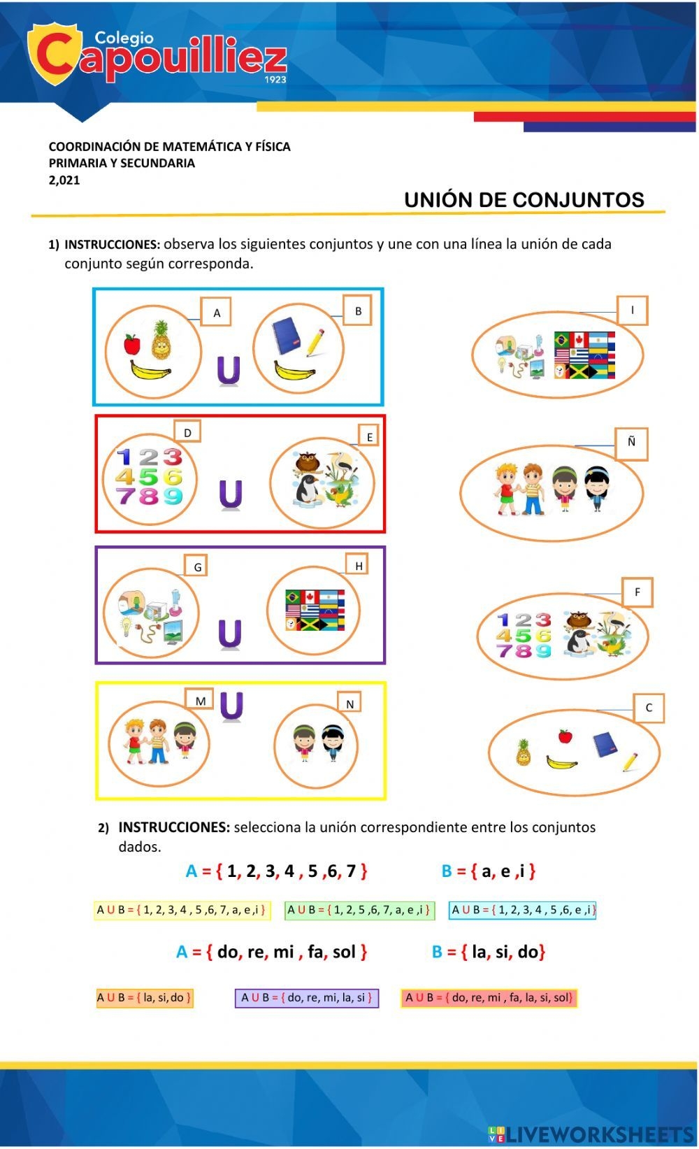 Uni n De Conjuntos Online Exercise