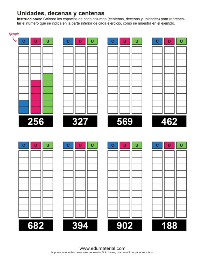 Unidades Decenas Y Centenas Set 1 EduMaterial