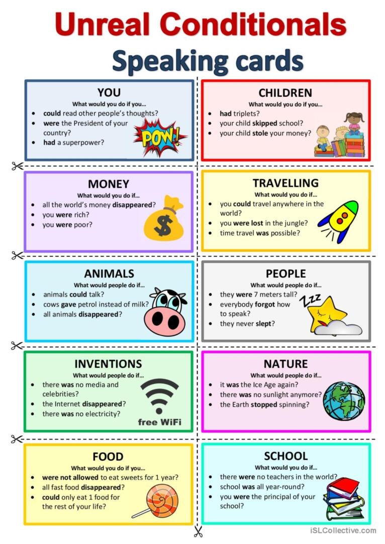 Unreal Conditionals Speaking Cards English ESL Worksheets Pdf Doc Unreal Conditionals Speaking Cards English ESL Worksheets Pdf Doc