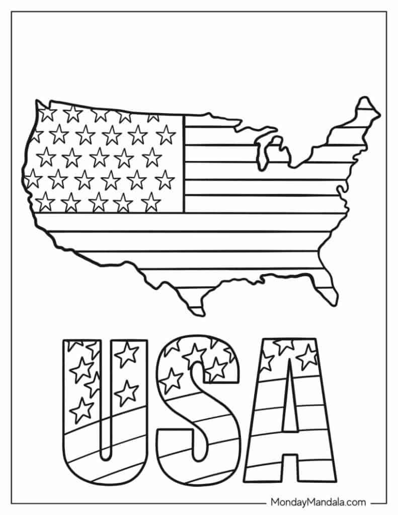USA American Flag Coloring Page KinderArt Worksheets Library USA American Flag Coloring Page KinderArt Worksheets Library