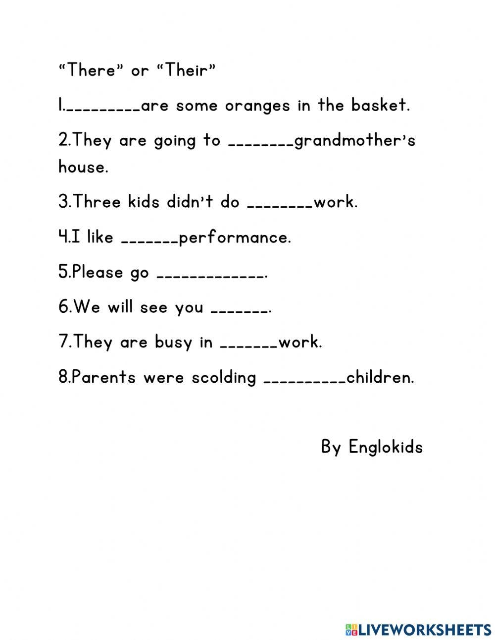 there they're and their worksheet