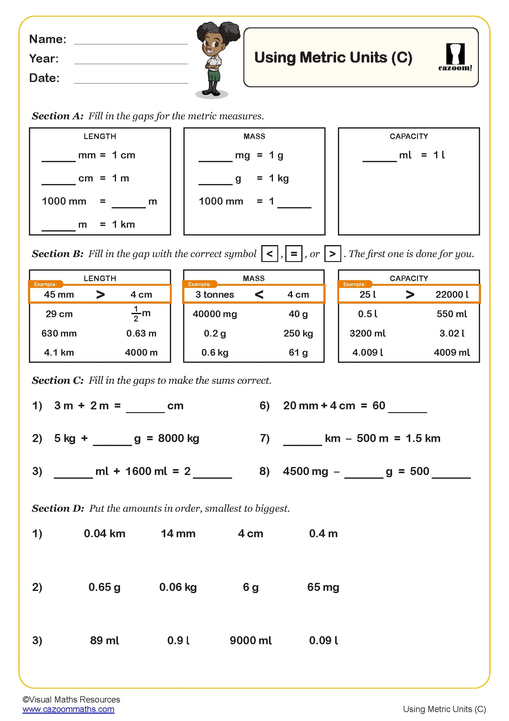 Using Metric Units C Worksheet PDF Printable Measurement Worksheets Using Metric Units C Worksheet PDF Printable Measurement Worksheets
