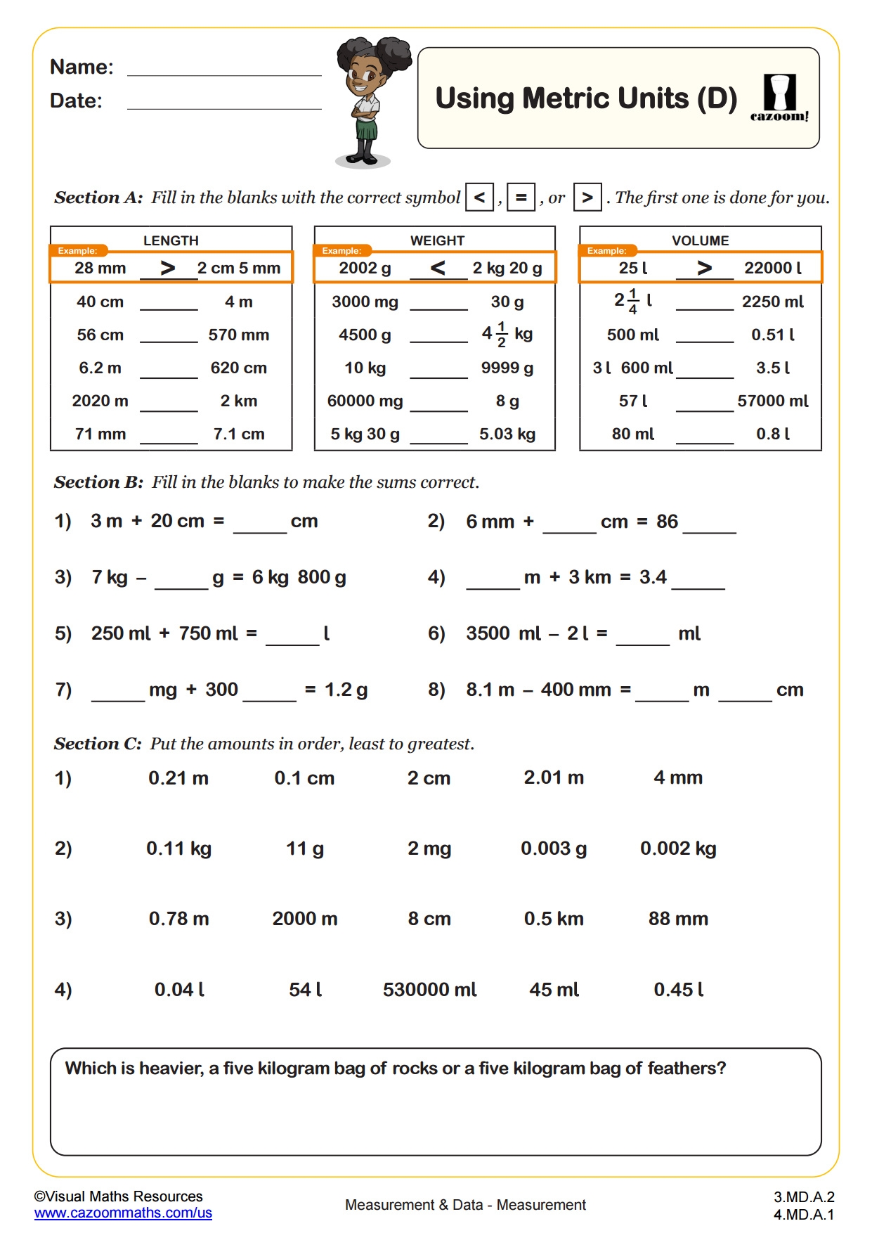 converting metric units of measurement worksheets