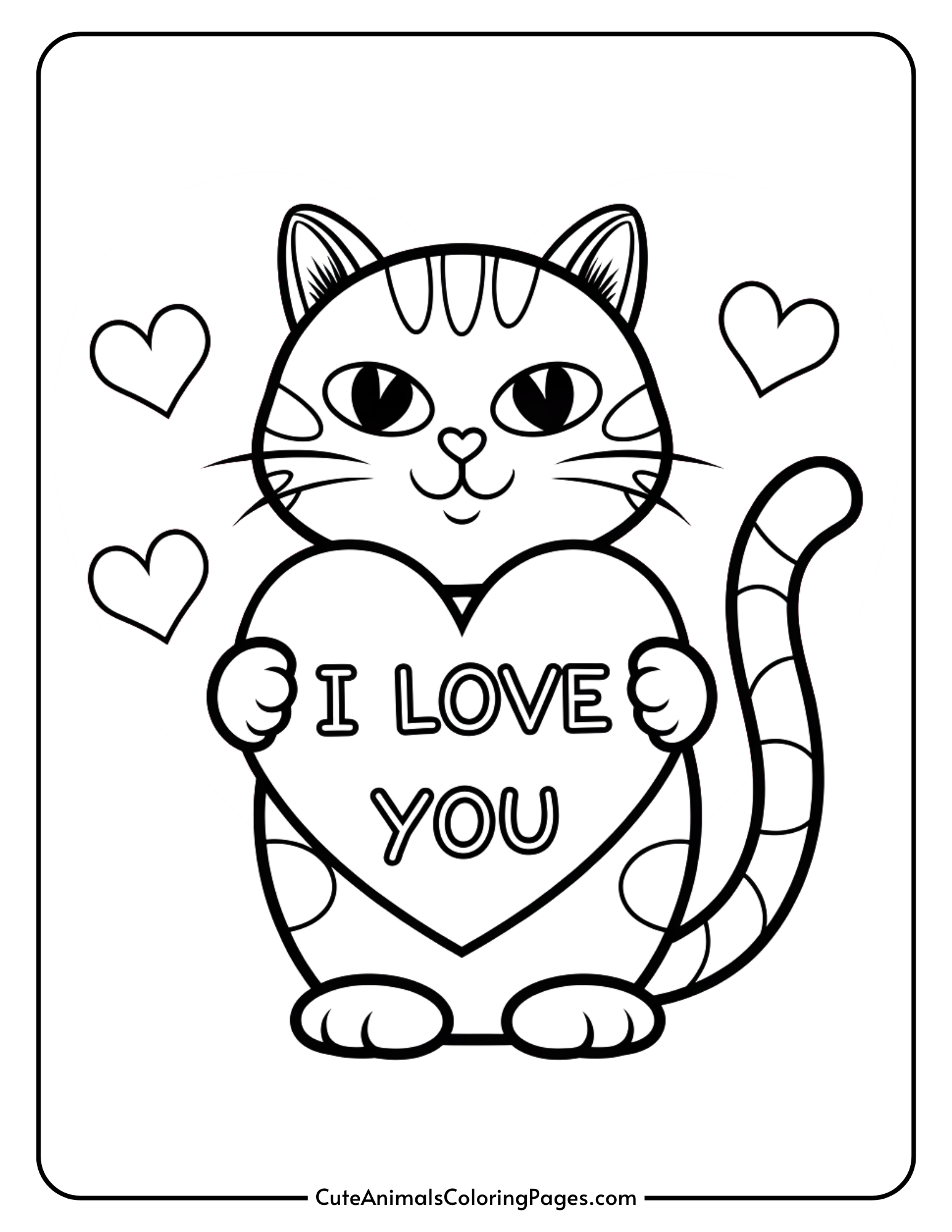 Valentine Cat Coloring Pages 8 Free Printable PDF Pages Cute Animals Coloring Pages