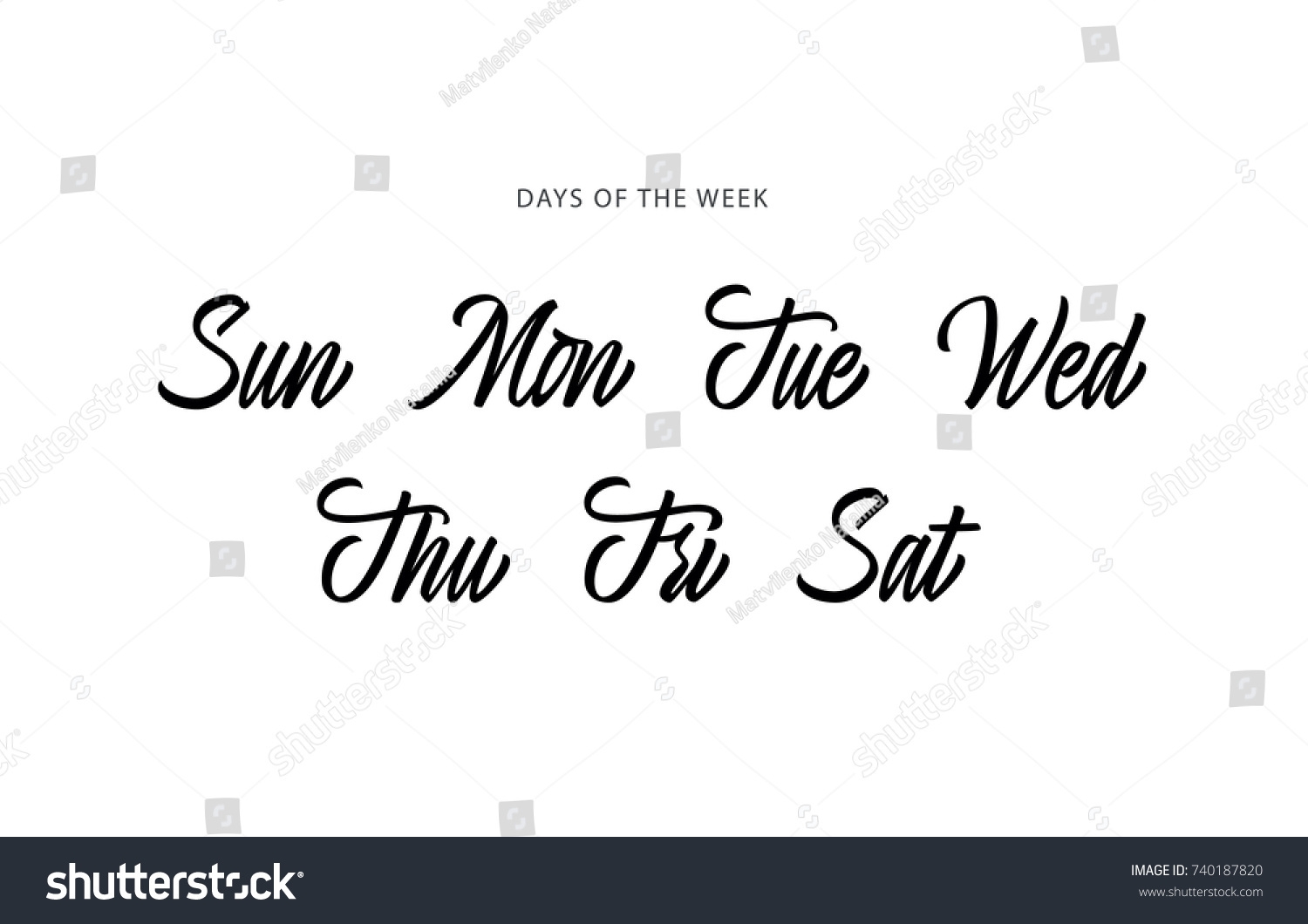 Vector Set Days Week Abbreviations Brush Stock Vector Royalty Free 740187820 Shutterstock