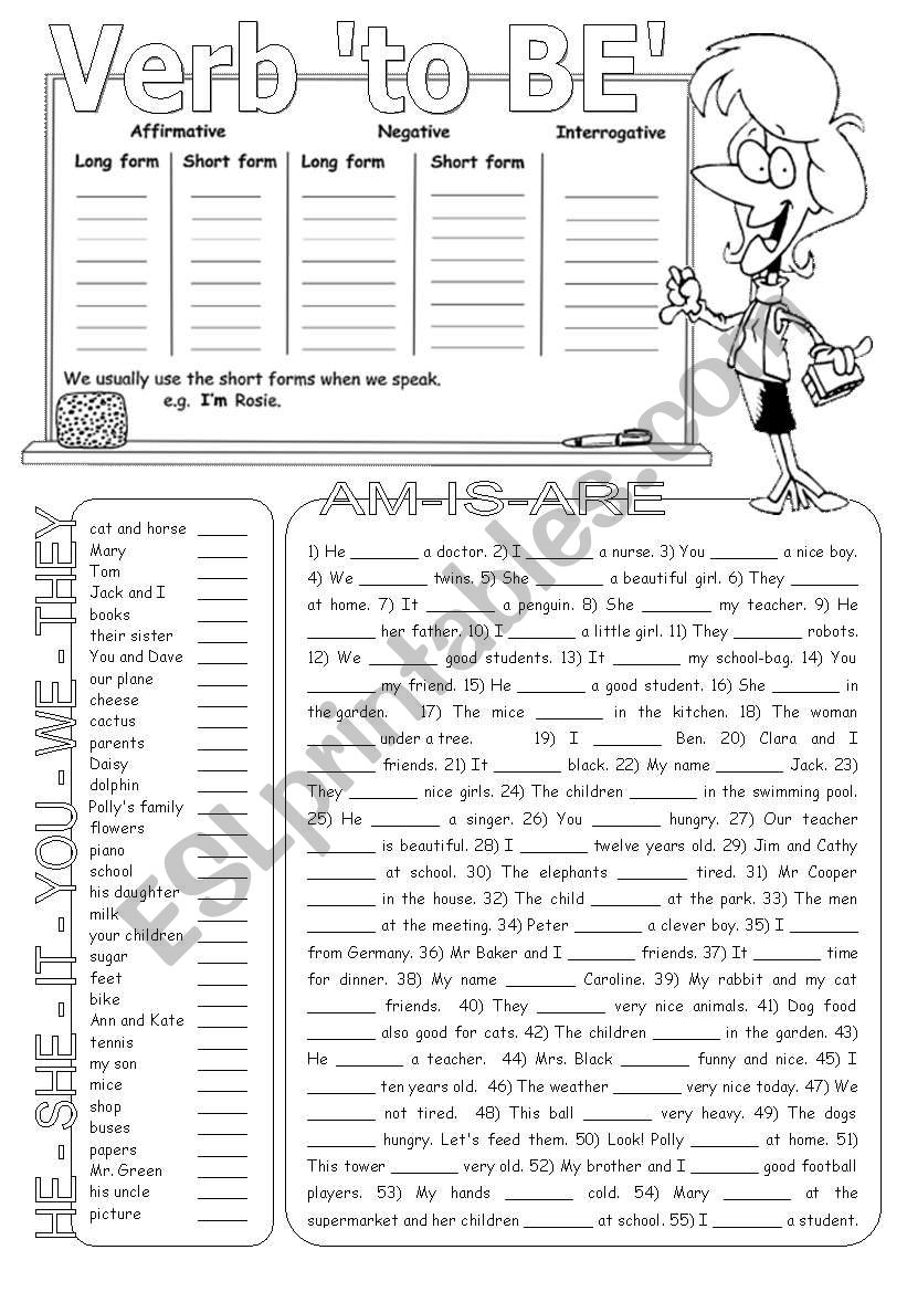 verb to be worksheet verb to be worksheet