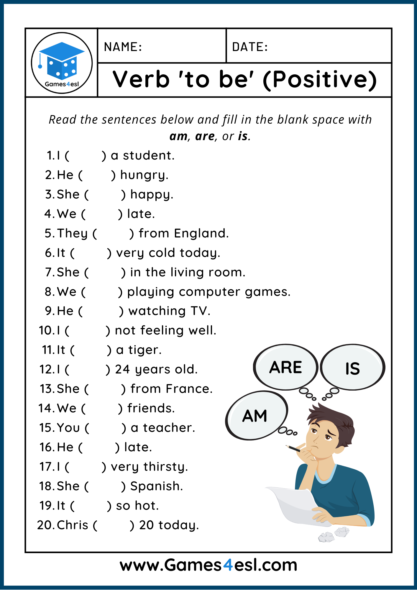 Verb To Be Worksheets Games4esl Worksheets Library Verb To Be Worksheets Games4esl Worksheets Library