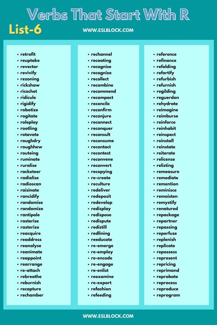 Verbs That Start With R Verbs That Start With R