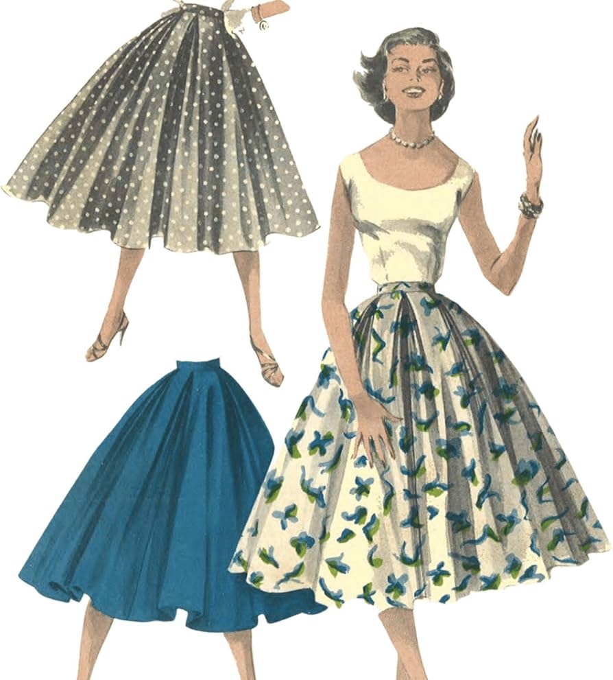 Vintage 1950s Pattern Easy To Sew Rockabilly Full Circle Skirt Black And White B801726 Amazon de Home Kitchen