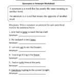 Vocabulary Worksheets Synonym And Antonym Worksheets